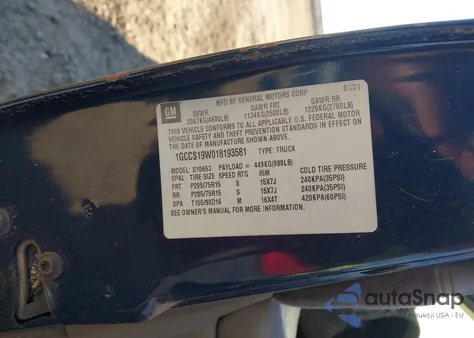 2001 Chevrolet S10 from USA, damaged, VIN 100CS19W018193581